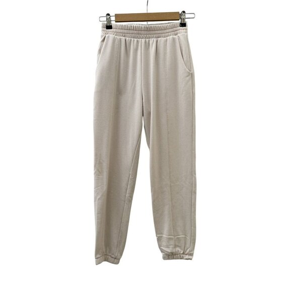 Le Lis Fleece Elastic Waist Pull On Jogger Pants Lined Pockets Beige Women XS - Picture 1 of 11